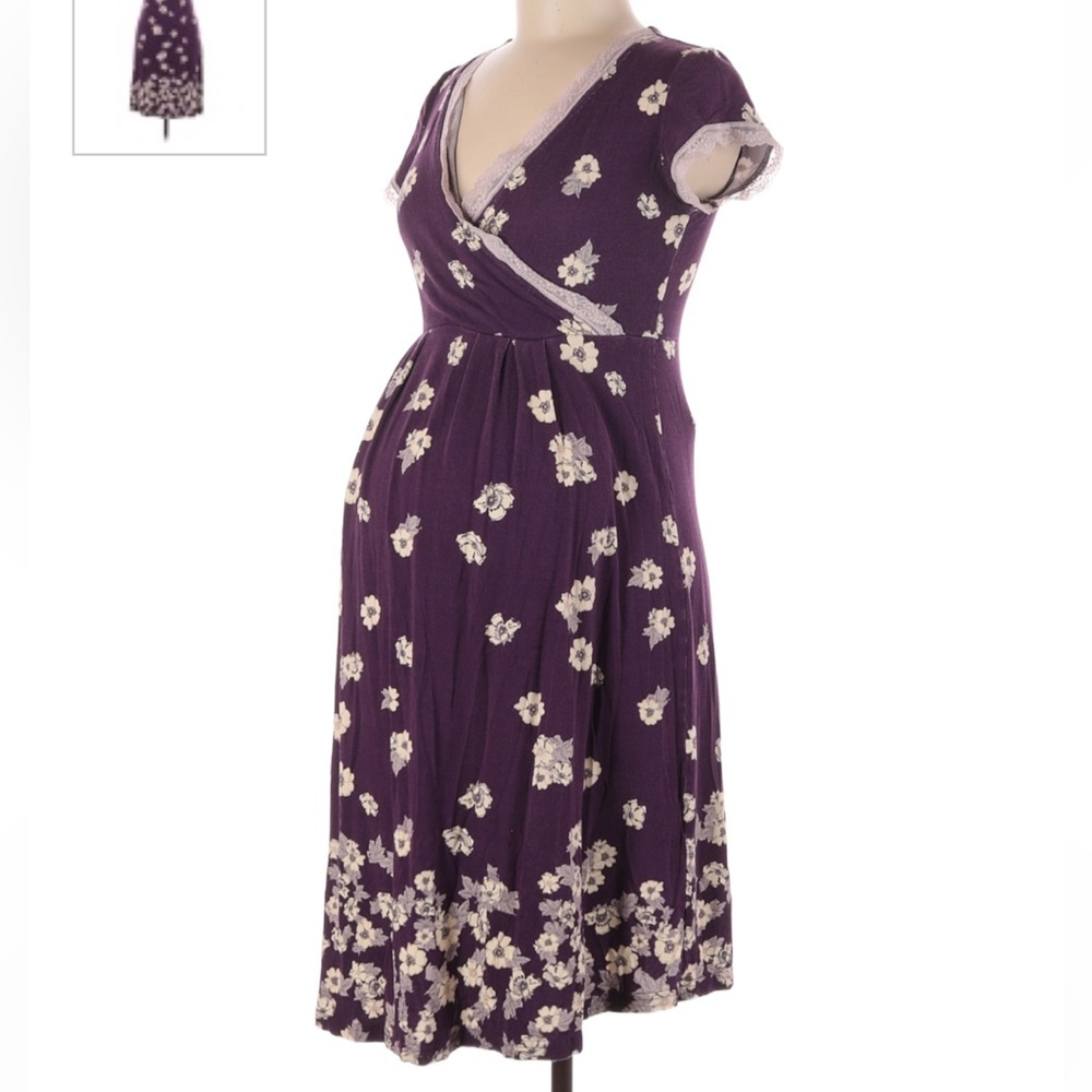 Kimi + Kai Maternity - XS Purple Floral Mini Dress